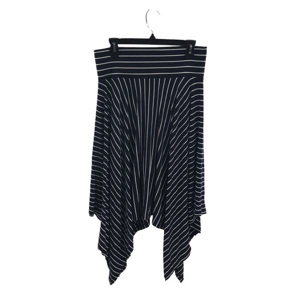 Cabi Striped Asymmetrical Hem Twirl Blue Skirt - Picture 6 of 10